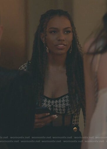 Monet's houndstooth mesh waist top on Gossip Girl