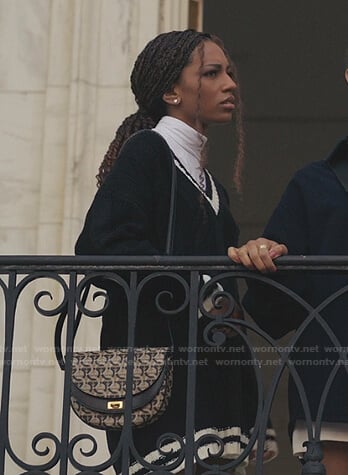Monet's black varsity sweater dress on Gossip Girl