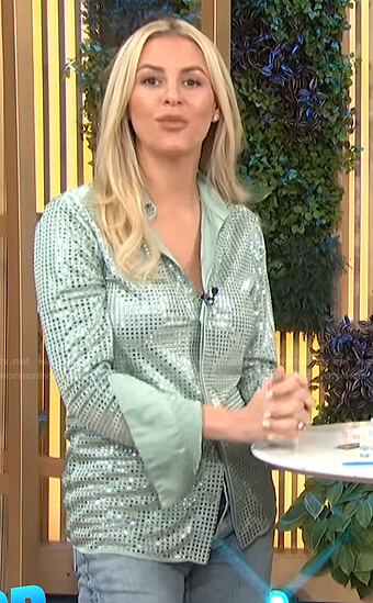 Morgan's green sequin shirt on E! News Daily Pop
