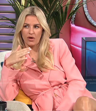 Morgan's pink tie waist blazer and shorts on E! News Daily Pop