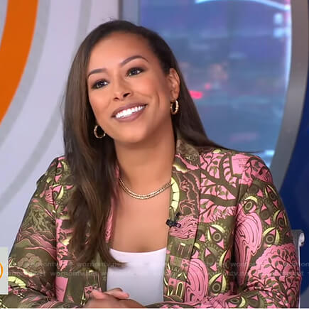 Nicole Lynn's pink printed blazer on Good Morning America