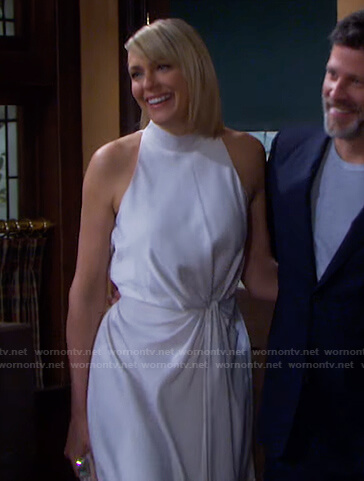 Nicole's Ivory twist waist halter dress on Days of our Lives