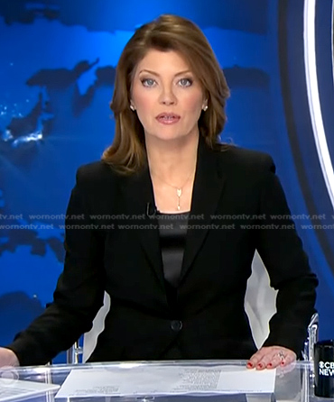 Norah's black blazer on CBS Evening News