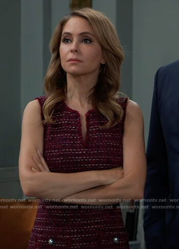 Olivia's red sleeveless tweed dress on General Hospital
