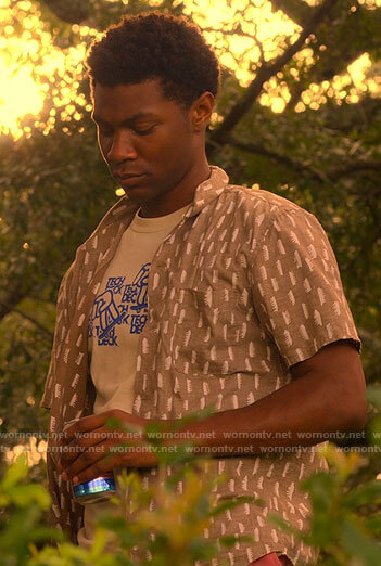 Pope's tech deck tee and grey printed shirt on Outer Banks