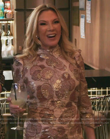 Ramona's pink metallic floral dress on The Real Housewives of New York City