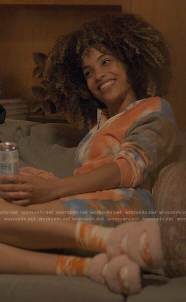 Rowena's tie dye pajamas on American Horror Stories