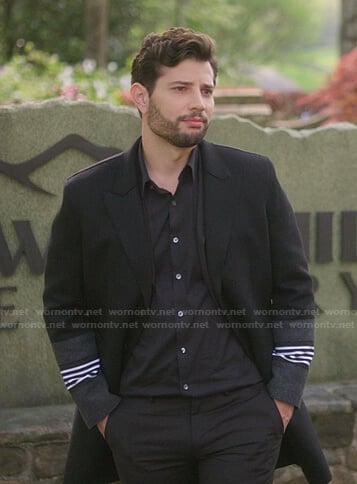 Sam's black stripe-sleeve coat on Dynasty