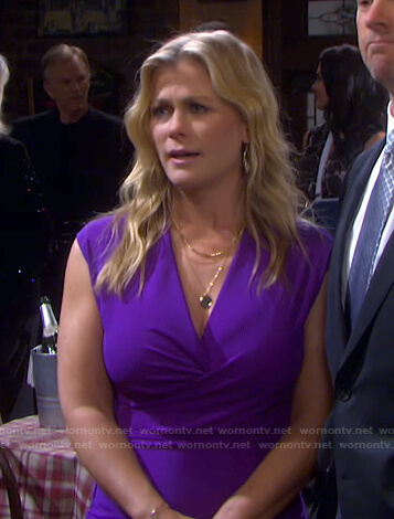 Sami's purple ruched v-neck dress on Days of our Lives