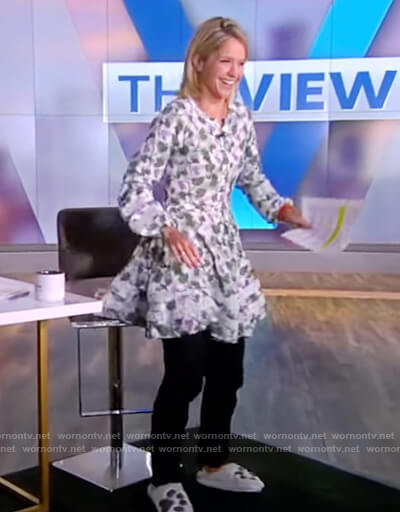Sara's floral lace inset mini dress on The View