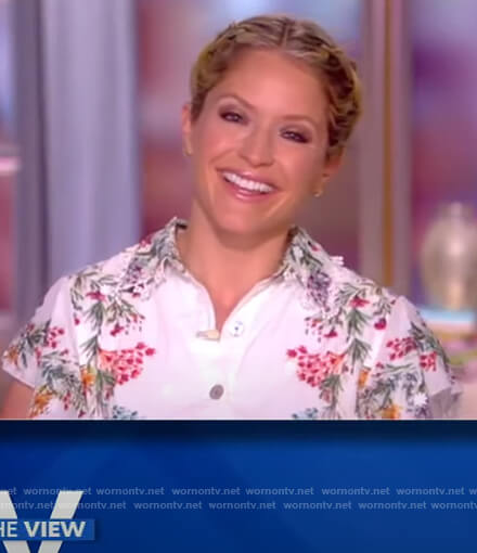 Sara's white floral jumpsuit on The View