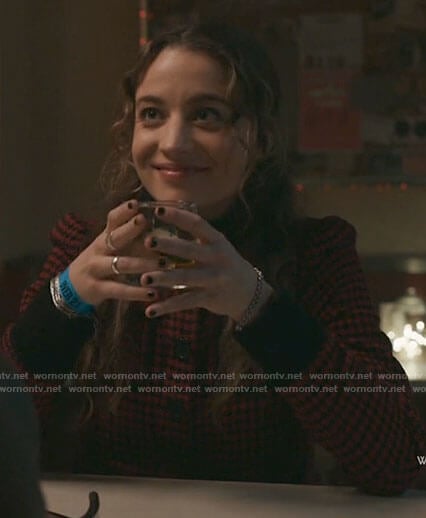 Sarah's red houndstooth jacket on The Republic of Sarah