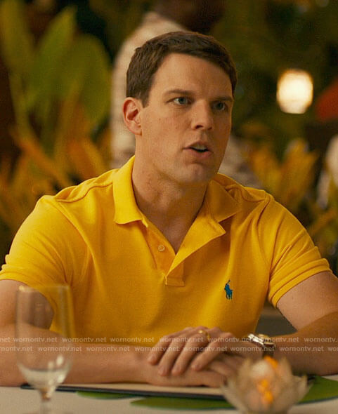 Shane's yellow polo shirt on The White Lotus