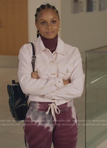 Simone's purple tie dye sweatpants on All American