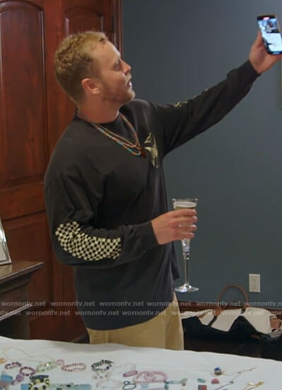 Spencer's black checkerboard sleeve tee on The Hills New Beginnings
