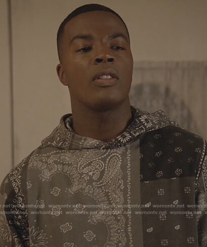 Spencer's gray paisley print hoodie on All American
