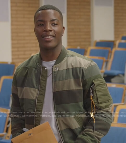 Spencer's green striped bomber jacket on All American