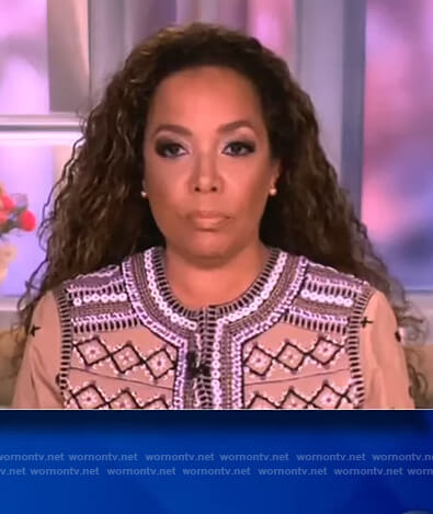 Sunny's beige embroidered jacket on The View