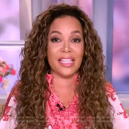 Sunny's white and red floral print blouse on The View