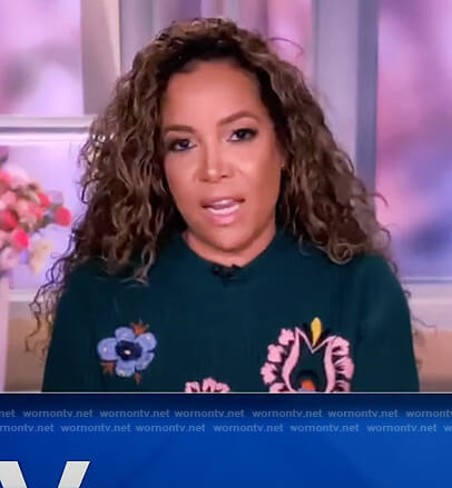 Sunny's green floral embroidered sweater on The View