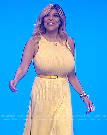 Wendy's yellow ribbed sleeveless dress on The Wendy Williams Show