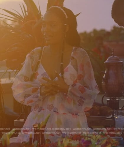Zoey's white floral sheer dress on Grown-ish