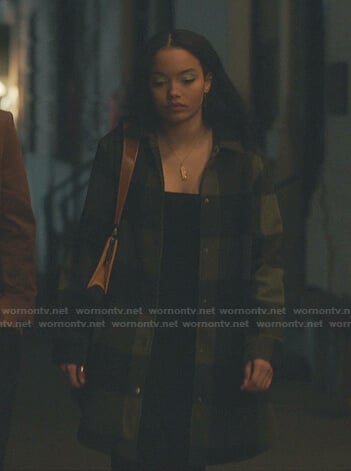 Zoya's green buffalo check coat on Gossip Girl