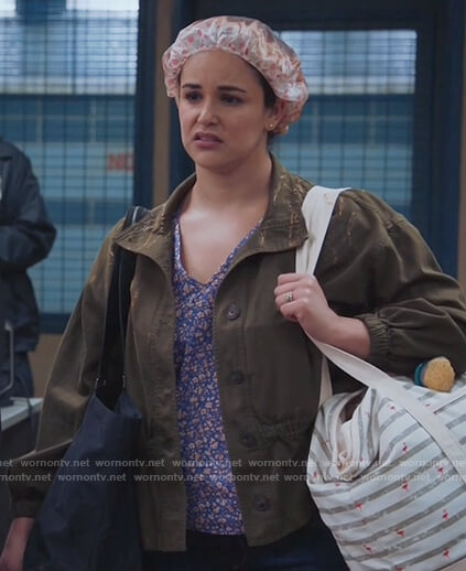Amy's green button down jacket and blouse on Brooklyn Nine-Nine