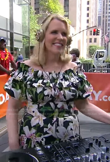 Marjorie Gubelmann's black floral off-shoulder dress on Today