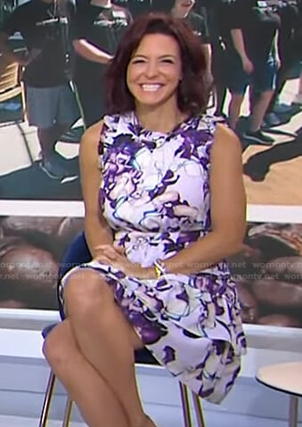 Stephanie Ruhle's purple floral ruffle dress on Today