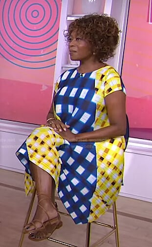 Alfre Woodard's mixed check print dress on Today