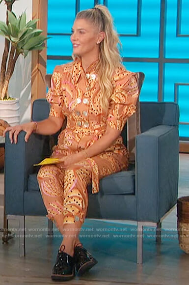Amanda's banana printed jumpsuit on on The Talk