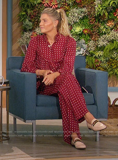 Amanda's red polka dot blouse and pants on The Talk