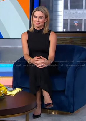 Amy's black ribbed midi dress on Good Morning America