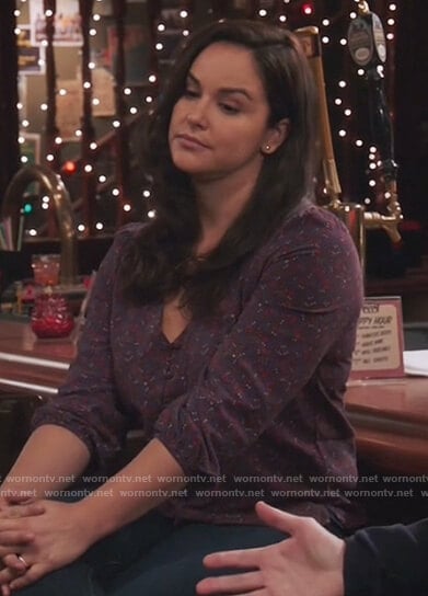 Amy's purple floral print blouse on Brooklyn Nine-Nine