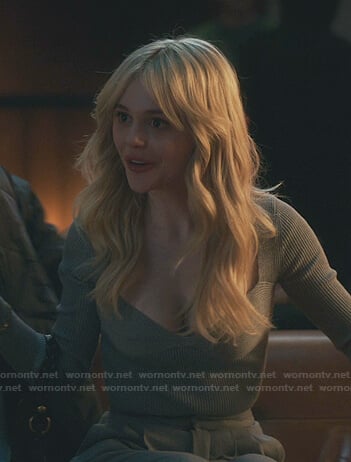 Audrey's grey ribbed sweetheart top on Gossip Girl
