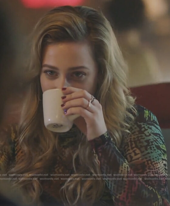 Betty's multicolored printed mesh top on Riverdale