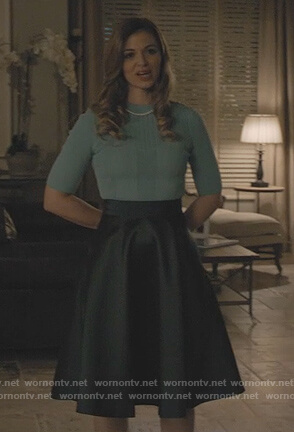 Bobbie Burman's colorblock flare dress on Stargirl