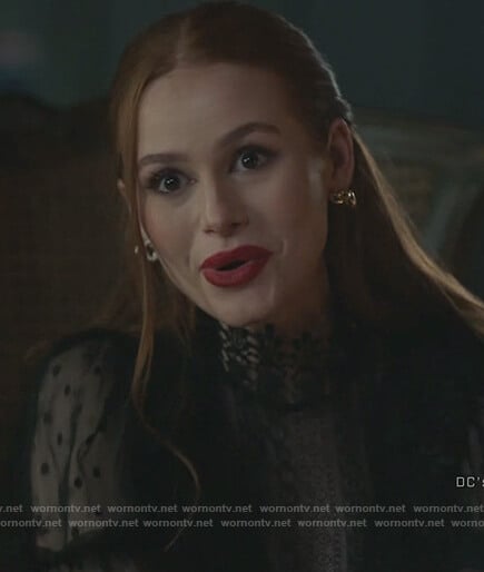 Cheryl's lace dotted blouse on Riverdale