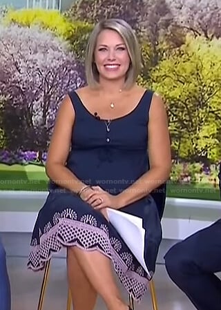 Dylan's navy embroidered maternity dress on Today