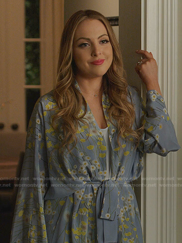 Fallon's blue floral robe on Dynasty