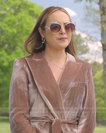 Fallon's velvet wrap coat on Dynasty