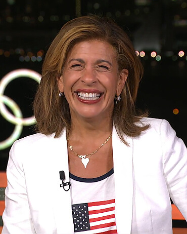 Hoda's USA flag print top and white blazer on Today