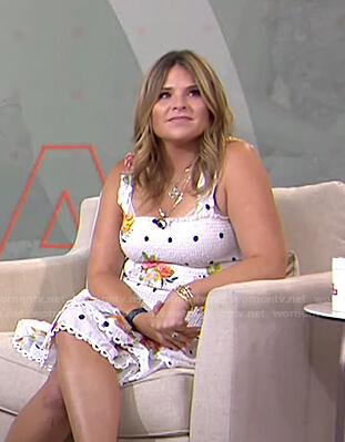 Jenna's white polka dot and floral smocked dress on Today