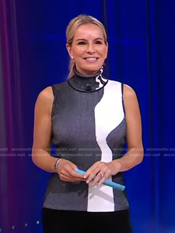 Jennifer's black and white ribbed turtleneck top on Good Morning America