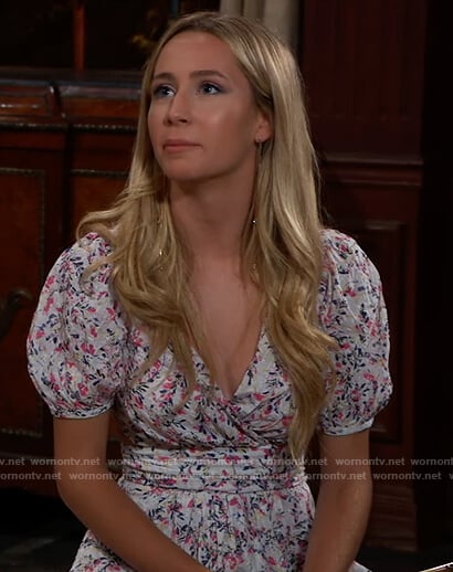 Josslyn's floral print mini dress with cutouts on General Hospital