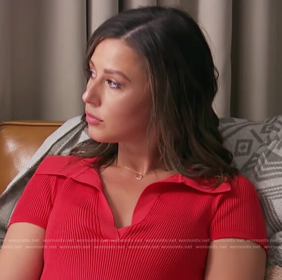 Katie's red ribbed polo on The Bachelorette
