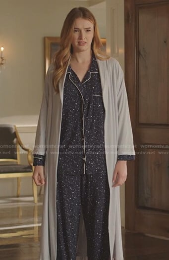 Kirby's  blue star print pajamas on Dynasty