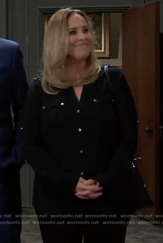 Laura's black button down blouse on General Hospital