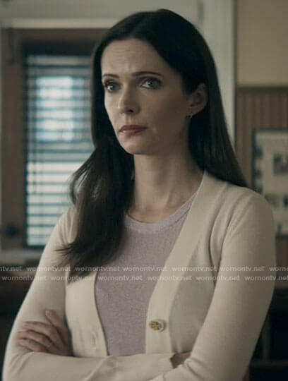 Lois's white cardigan with gold buttons on Superman and Lois
